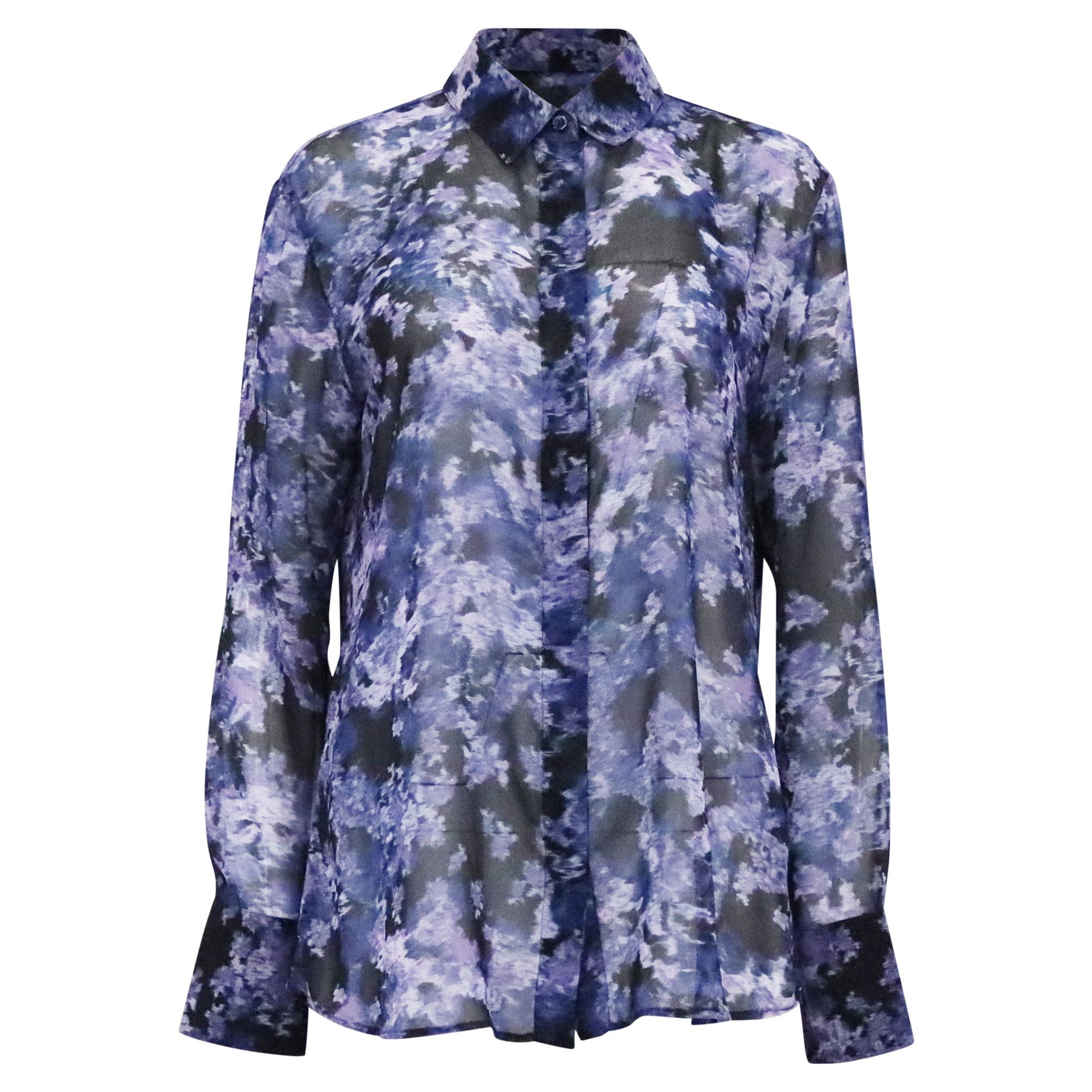 Altuzarra Altuzarra Chika Printed Blouse in Navy Blue Polyester Size XS / US 0-2 / IT 36-38 - 1 Thumbnail