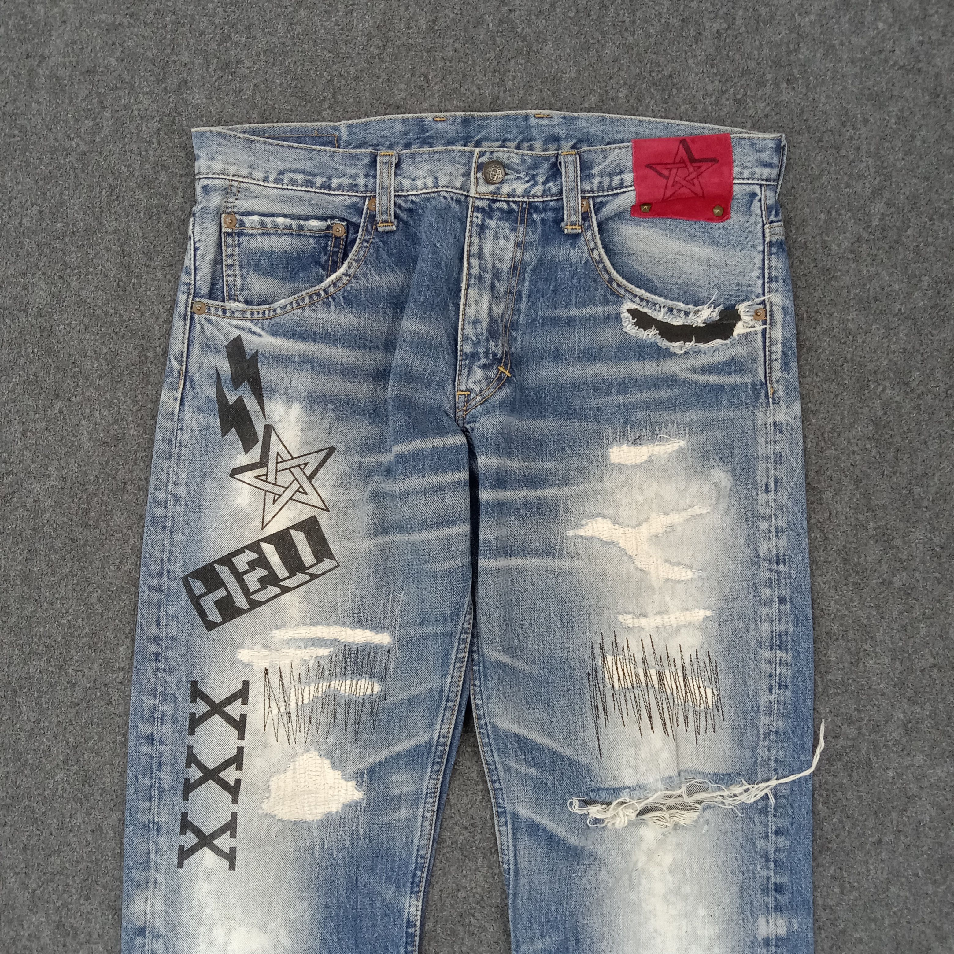 Japanese Brand RNA Sweats Bloods Distressed Style Denim Jeans Size US 33 - 2 Thumbnail