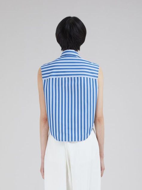 Marni oc11z0525 Organic Poplin Sleeveless Shirt in Blue Size M / US 6-8 / IT 42-44 - 3 Thumbnail