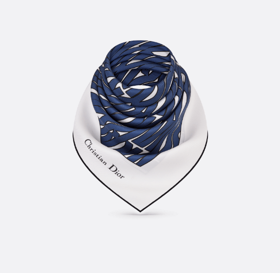 Dior o1w1db10625 Size : OS / Square Scarf in White/Navy Blue Size ONE SIZE - 3 Thumbnail