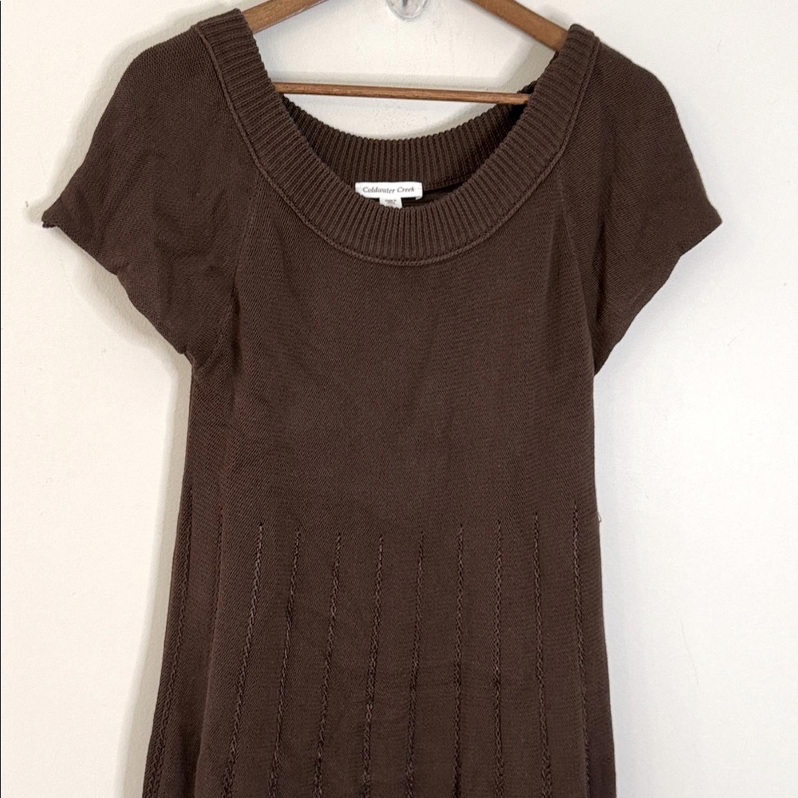 Coldwater Creek Coldwater Creek brown Cotton Knit Midi Sweater Dress SZ PL Size L / US 10 / IT 46 - 2 Thumbnail