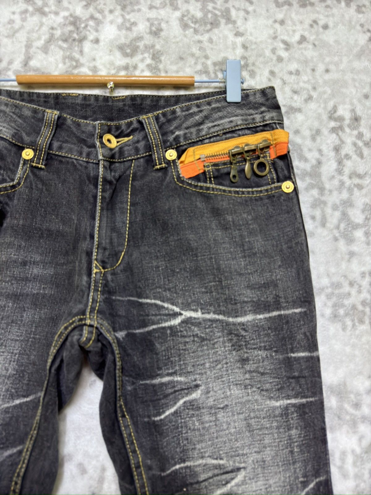 semanticdesign Vintage Semantic Design Flare Washed Denim Zipper Jeans Size US 32 / EU 48 - 5 Thumbnail