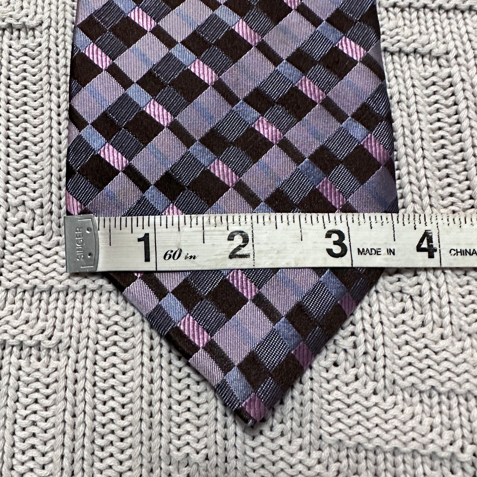 Ted Baker Ted Baker purple woven plaid silk tie Size ONE SIZE - 5 Thumbnail