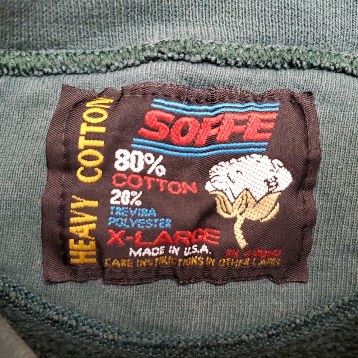 Soffe VINTAGE Mount St Helens Sweatshirt Mens XL Green Soffe Crew Neck Pullover Cotton Polyester Fleece Solid 90s Nature USA Sports Learning Center Mens Size US XL / EU 56 / 4 - 6 Thumbnail