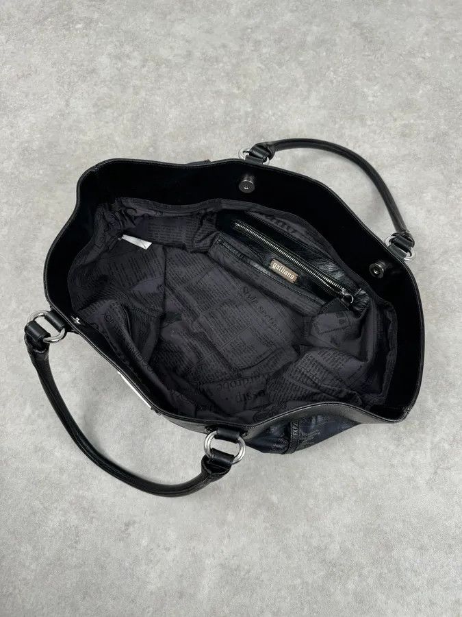 John Galliano John Galliano Black Hybrid Leather Magazine Newspapers Gazette Handle Bag Size ONE SIZE - 7 Thumbnail