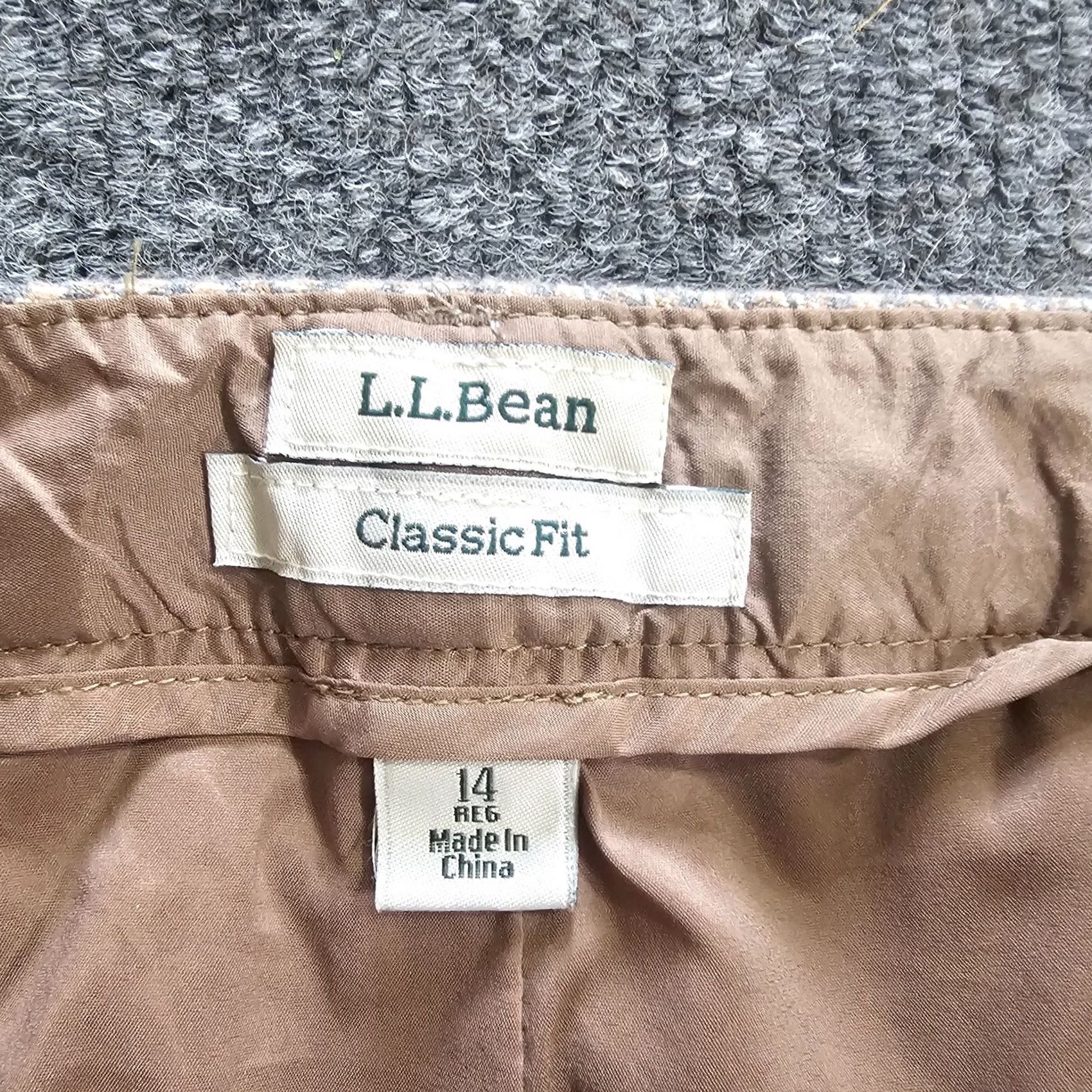 Vintage L.L. Bean Pants Womens 14 Beige Flannel Houndstooth Straight Leg Career Classic Size 36" / US 14 / IT 50 - 5 Thumbnail