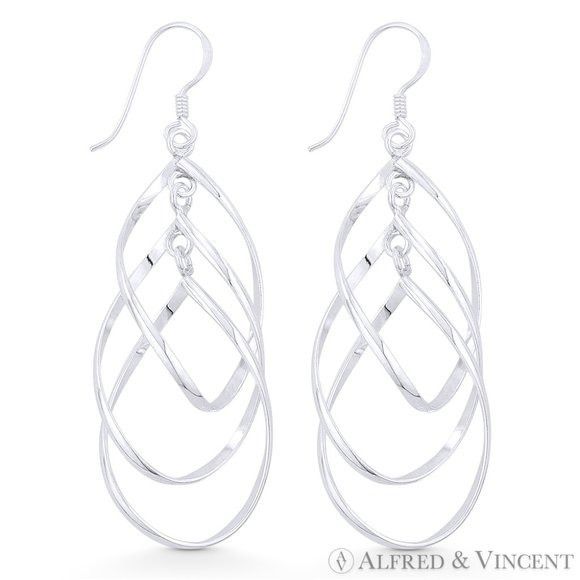 Other Dangling Open Triple-Loop Swirl Chandelier Hook Earrings Size ONE SIZE - 1 Preview
