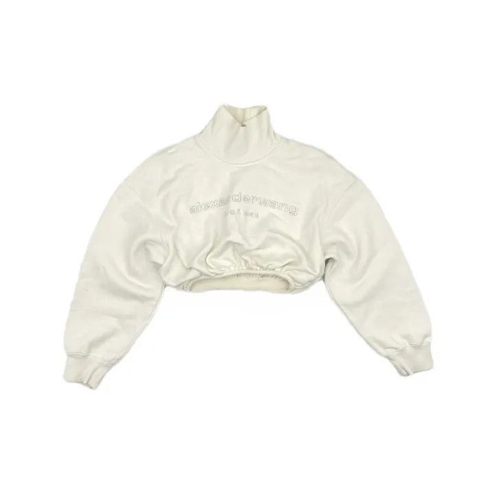 Alexander Wang Alexander Wang Logo Embroidered Crop Sweatshirt - Size XS / US 0-2 / IT 36-38 - 2 Thumbnail