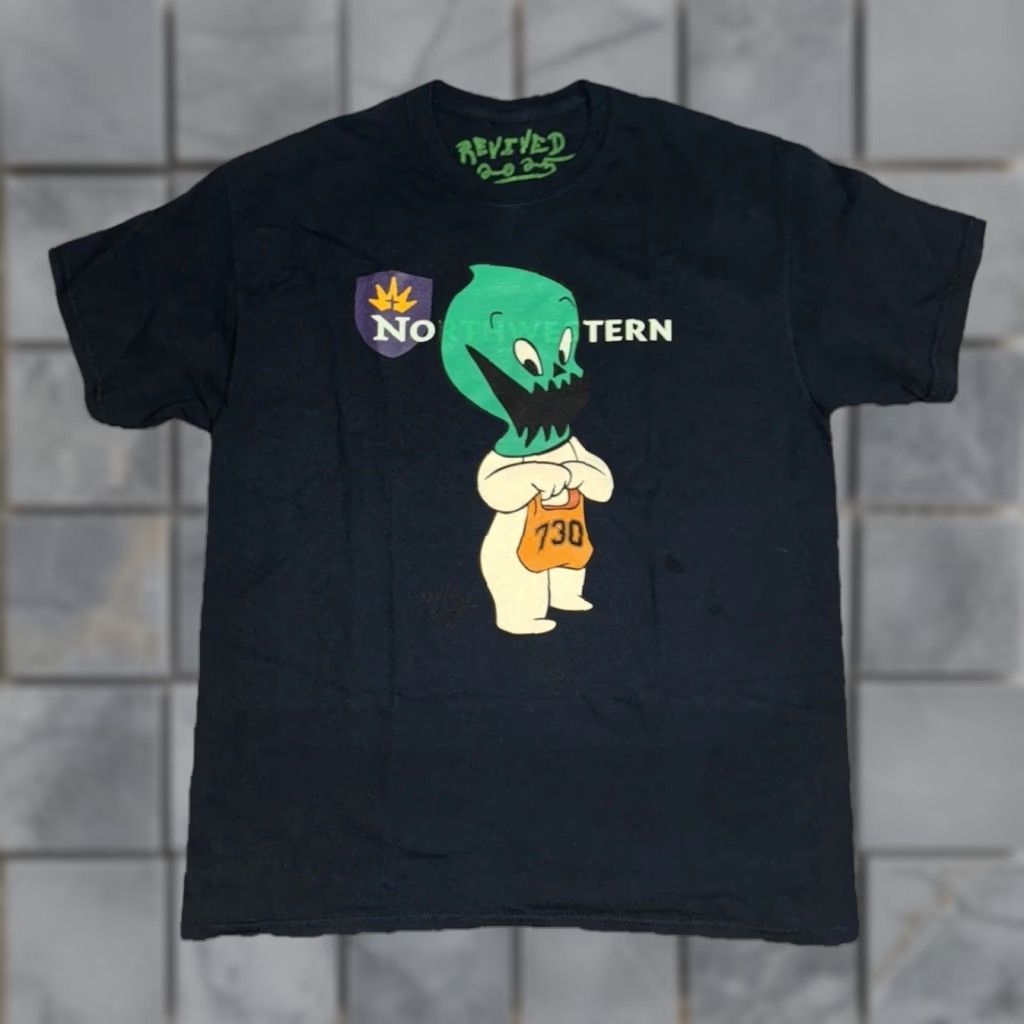 Vintage VINTAGE Asspizza x Casper Revive T-Shirt Black Large 21x28 Graphic Streetwear Tee Size US L / EU 52-54 / 3 - 1 Thumbnail