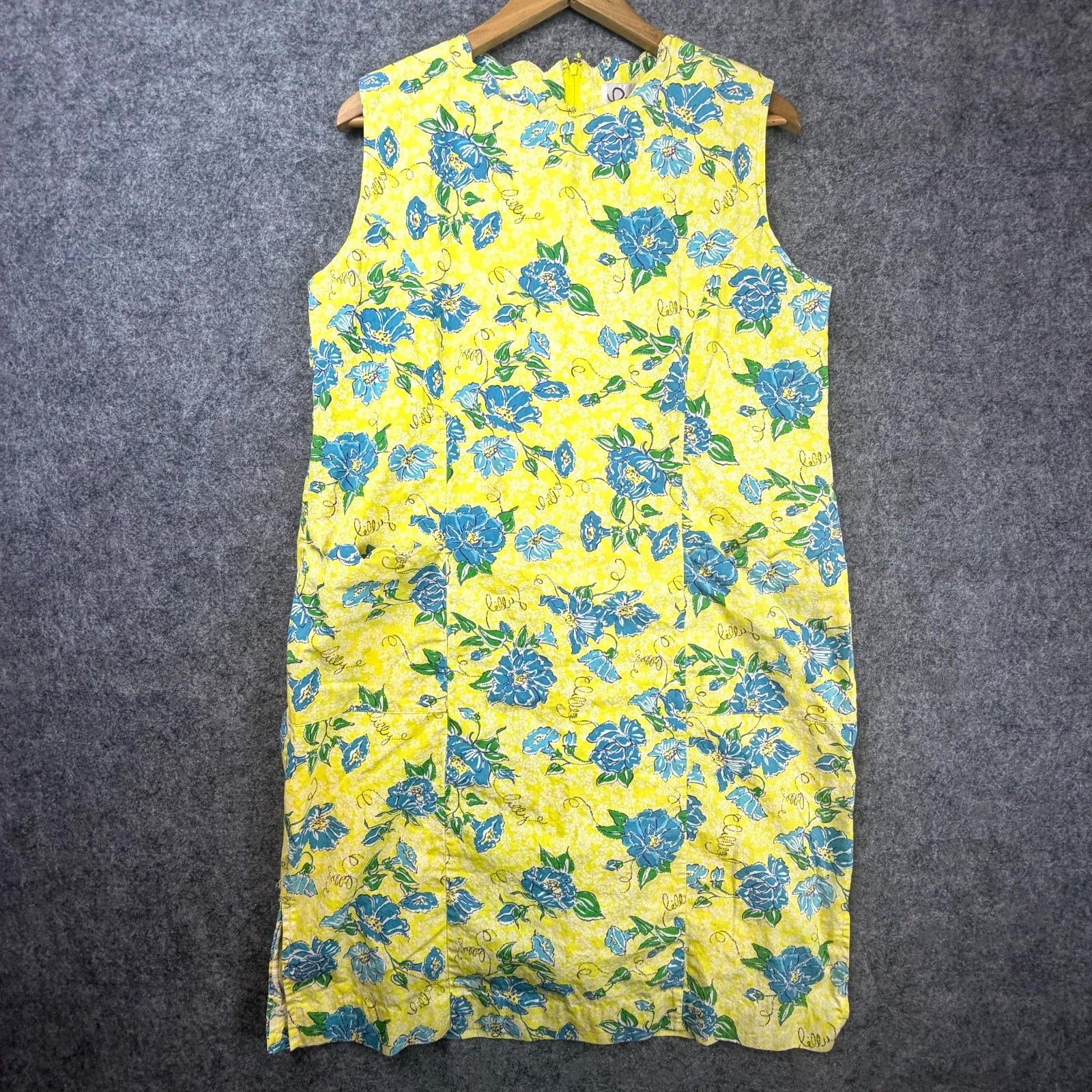 Lilly Pulitzer Vintage Lilly Pulitzer Dress 14 Yellow Blue Floral 60s Mod Size XL / US 12-14 / IT 48-50 - 1 Thumbnail