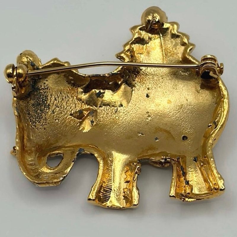 Other Gold Crystal Elephant Brooch Pin Size ONE SIZE - 5 Thumbnail