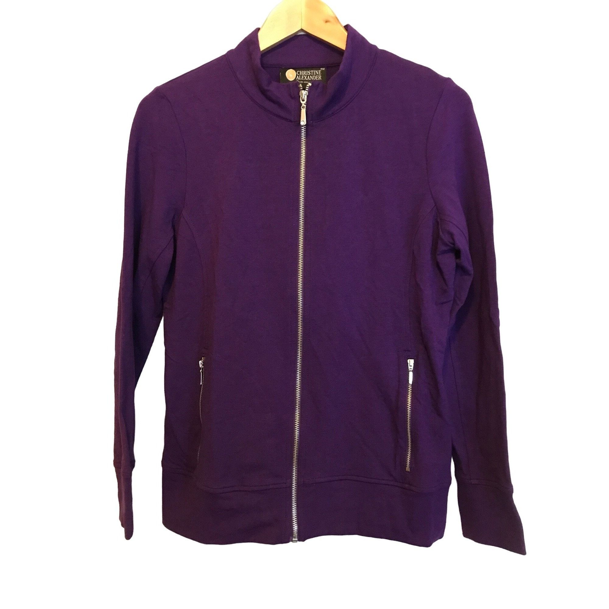 Designer Christine Alexander SMALL PURPLE Cotton Track Jacket Exercis Size S / US 4 / IT 40 - 2 Thumbnail