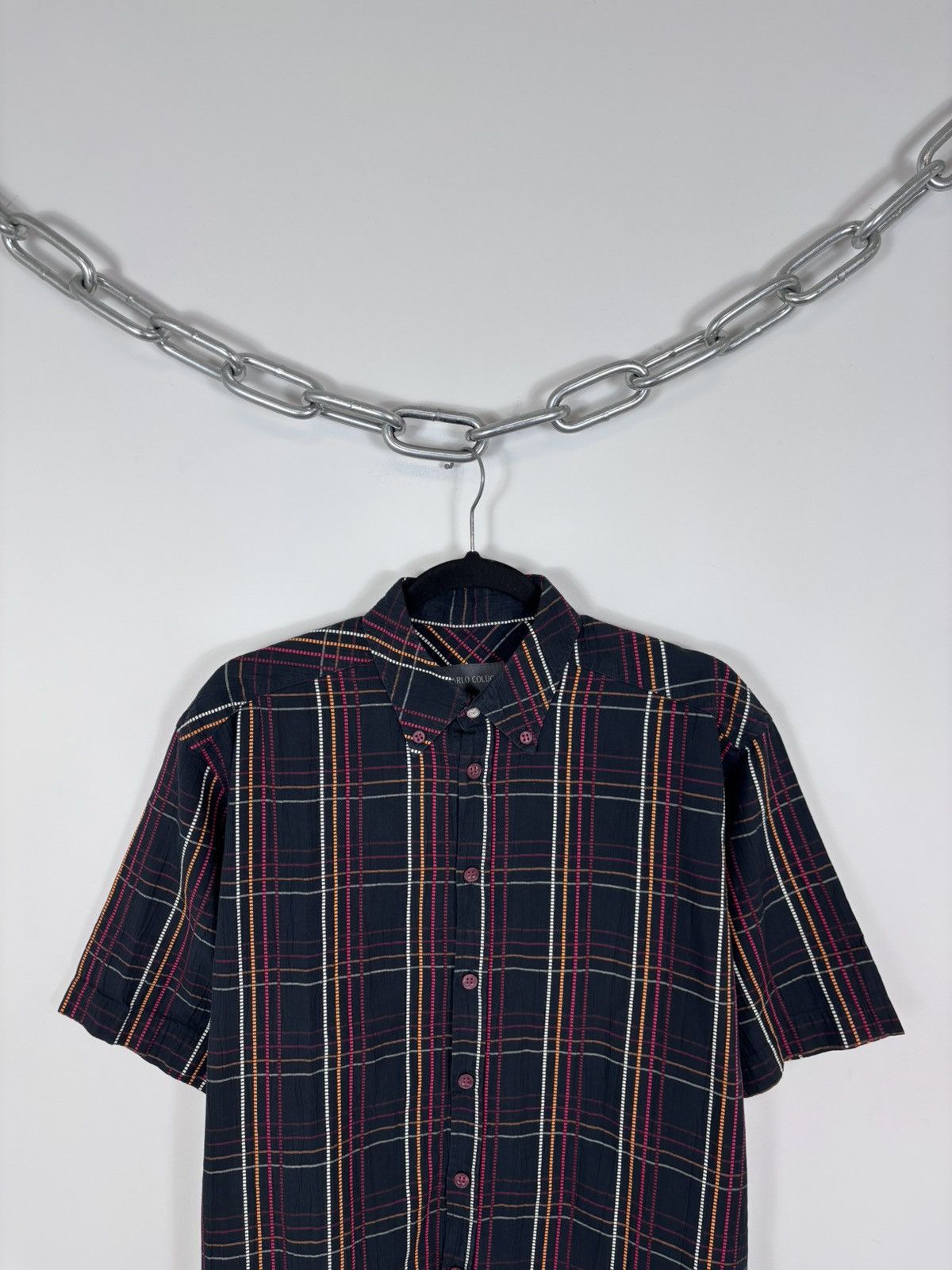 Carlo Colucci Carlo Colucci Men’s Checkered Casual Short Sleeve Shirt Size US L / EU 52-54 / 3 - 2 Thumbnail