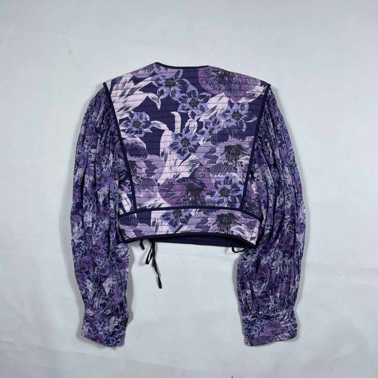 Isabel Marant Etoile ISABEL ÉTOILE MARANT PURPLE HALITA FLORAL CROPPED BLOUSE Size XS / US 0-2 / IT 36-38 - 12 Thumbnail