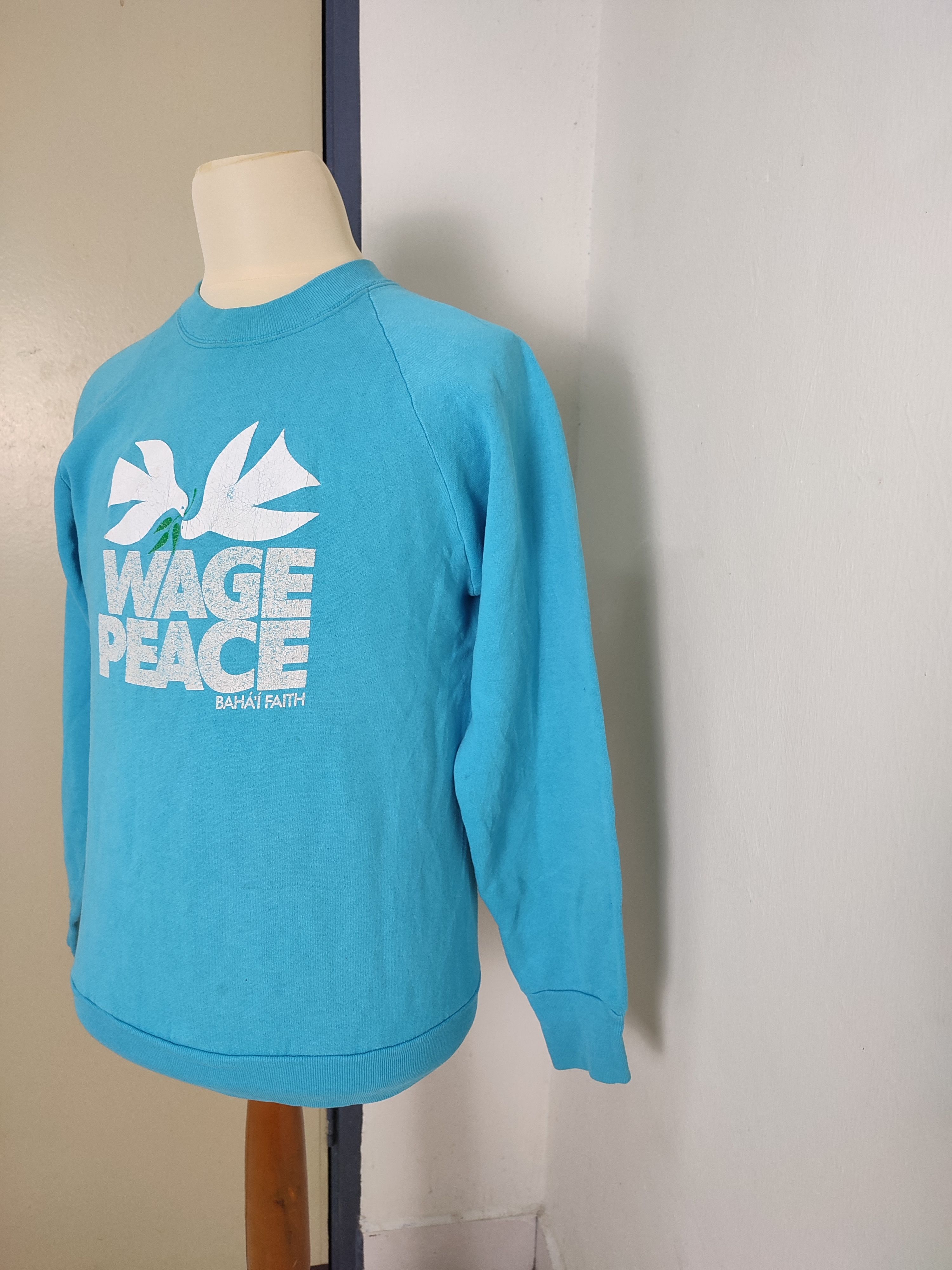 TEE JAYS Vintage Wage Peace Bahai Faith Blue Sweatshirt Size US S / EU 44-46 / 1 - 2 Thumbnail