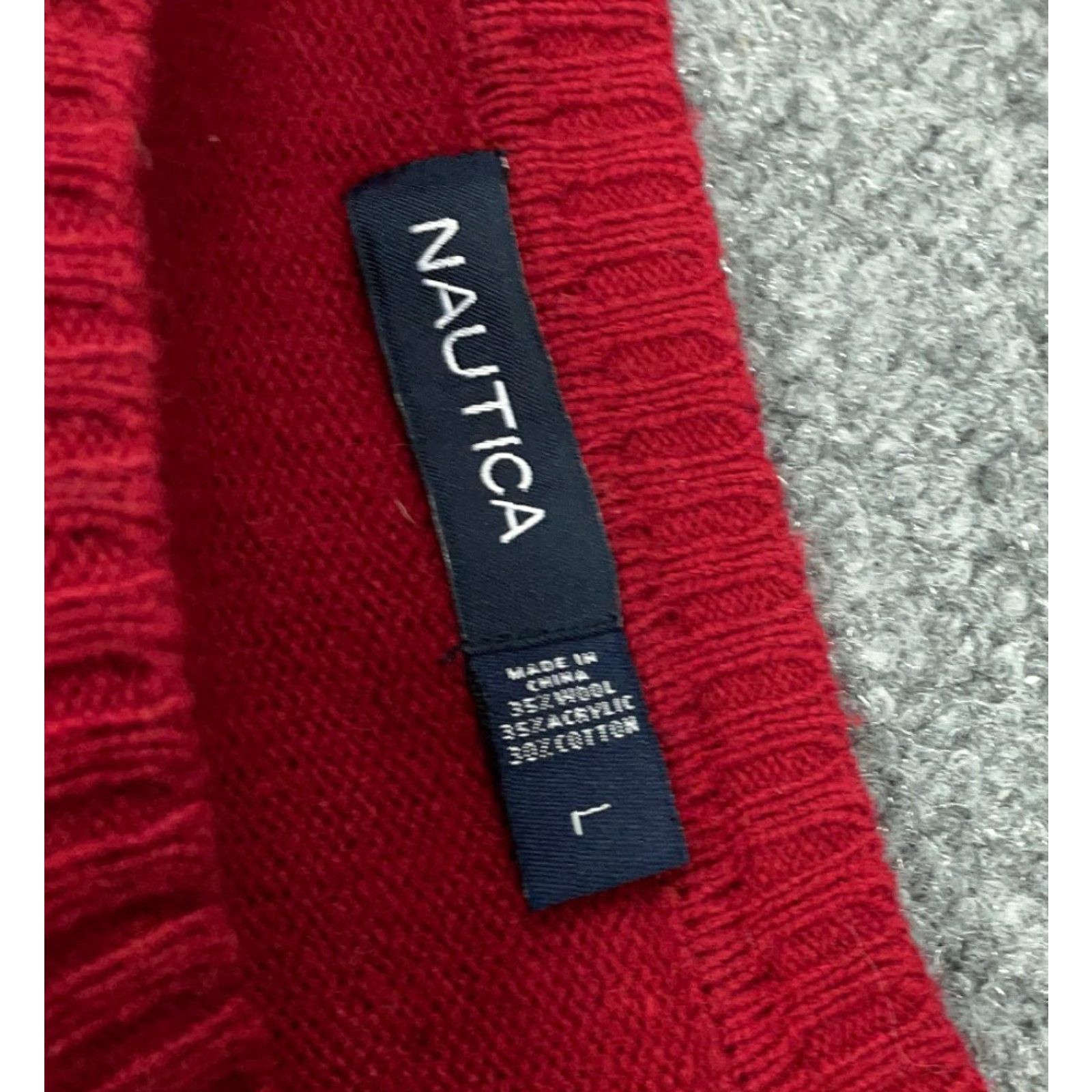 Nautica VINTAGE Nautica Geometric Sweater Men Adult Large Red Gray Wool Lightweight Knit Pullover Crew Neck Long Sleeve 90s Classic Dad Hipster Retro Size US L / EU 52-54 / 3 - 4 Thumbnail