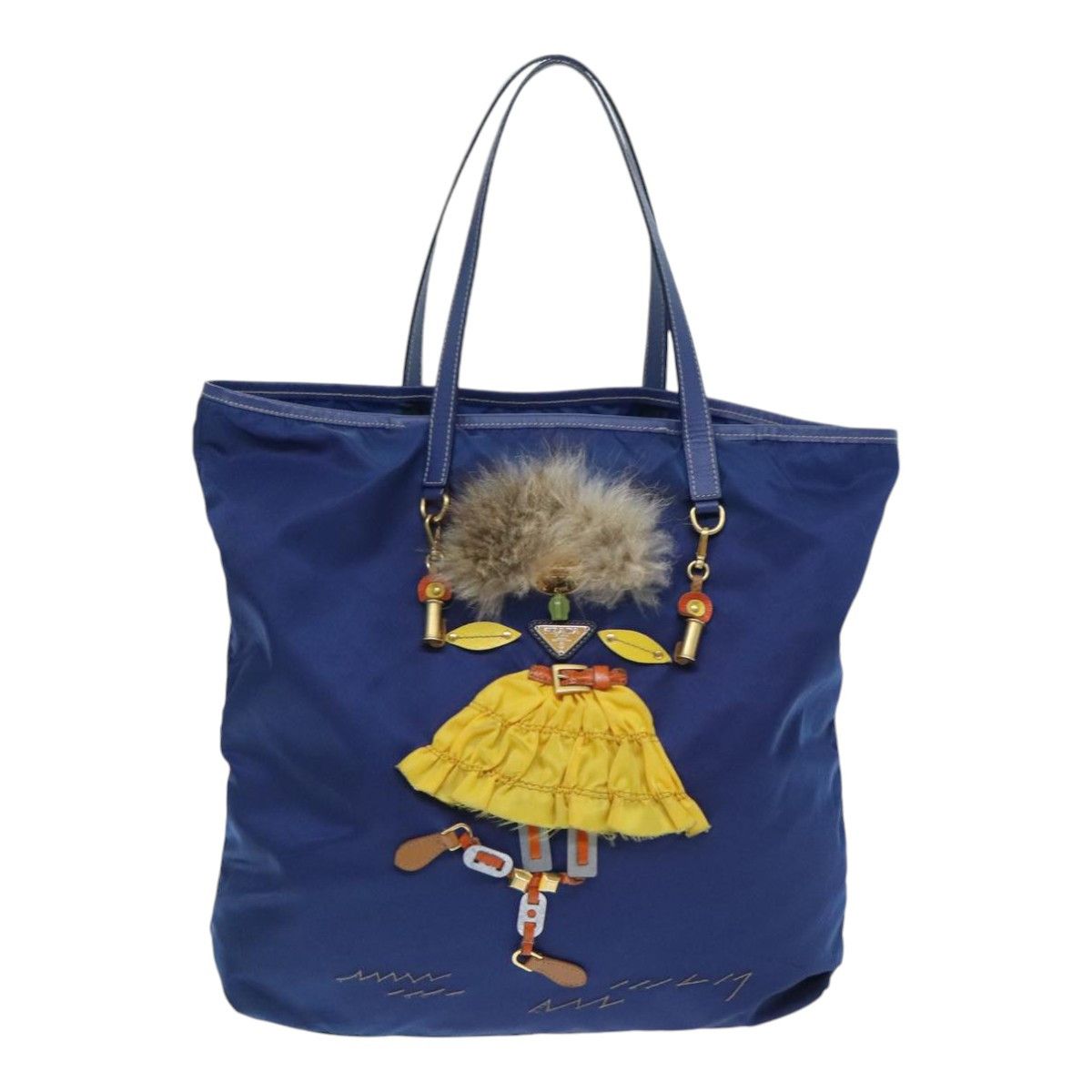 Prada Triangle Logo Blue Synthetic Tote Bag (Pre-Owned) Size ONE SIZE - 1 Thumbnail