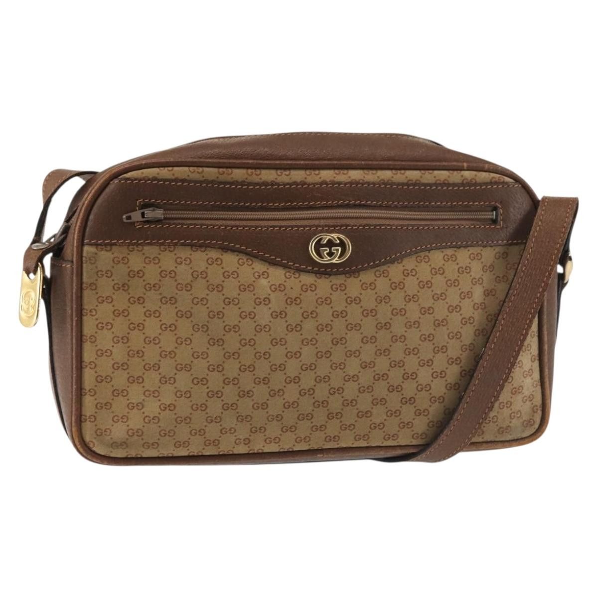Gucci GUCCI Micro GG Canvas Shoulder Bag Suede Beige Gold Size ONE SIZE - 1 Thumbnail