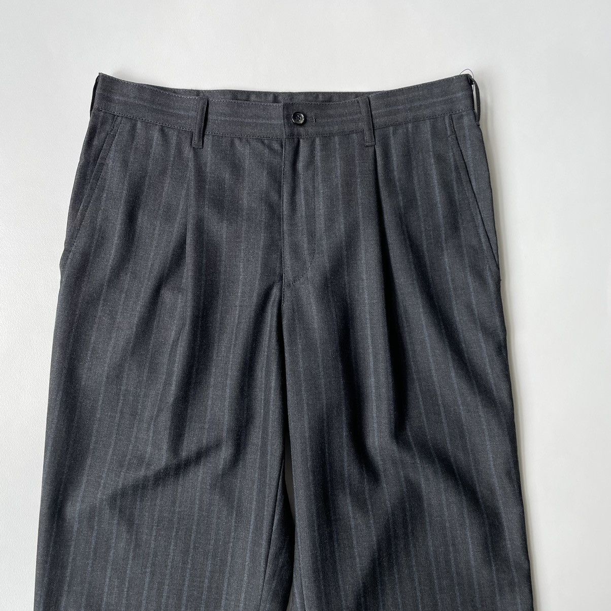 Comme des Garcons A/W 09 Grey / Blue Pinstripe Wool Trousers Size US 31 - 3 Thumbnail