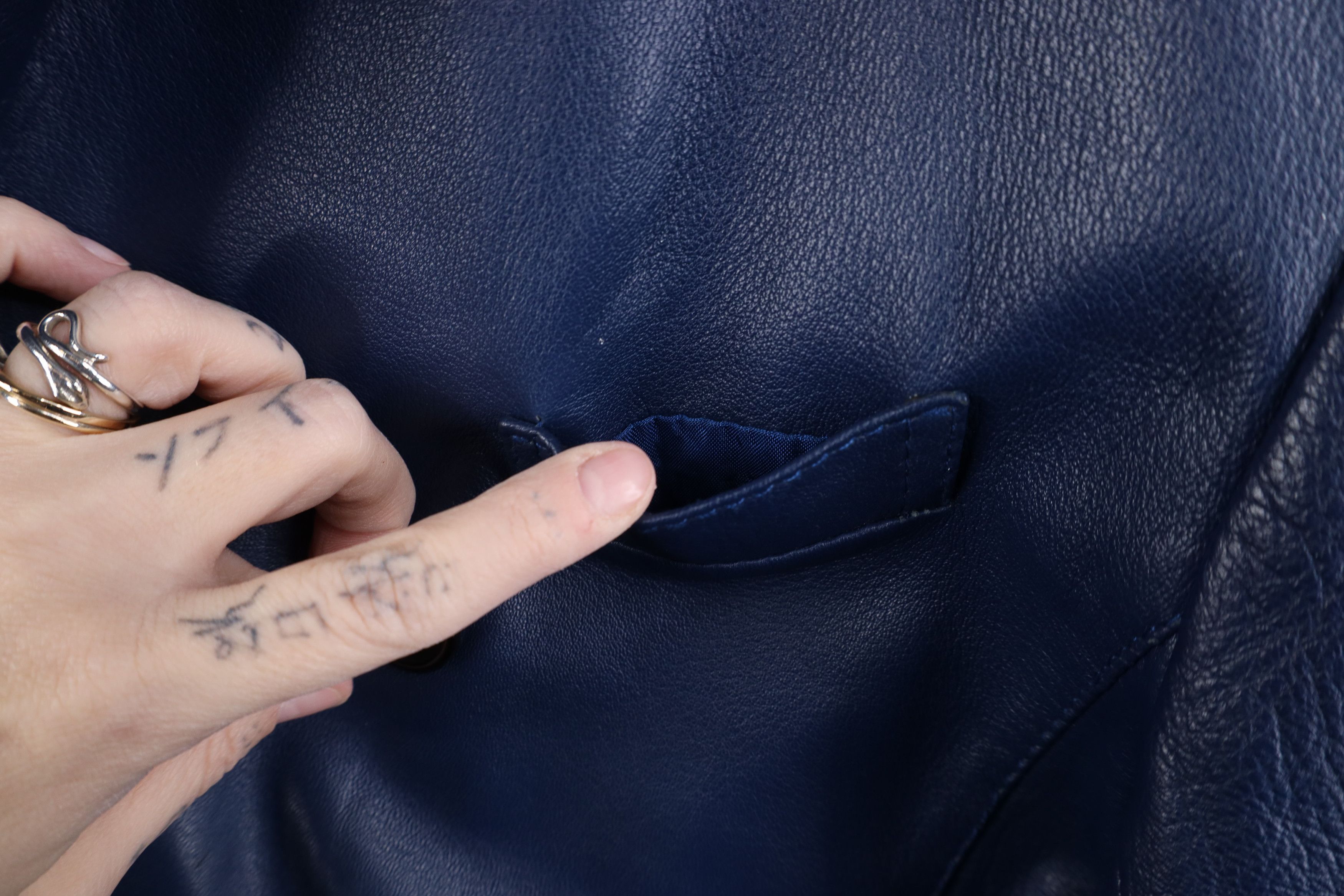 Vintage Vintage 90s Streetwear Leather Suit Coat Blazer Jacket Blue Size US M / EU 48-50 / 2 - 8 Thumbnail
