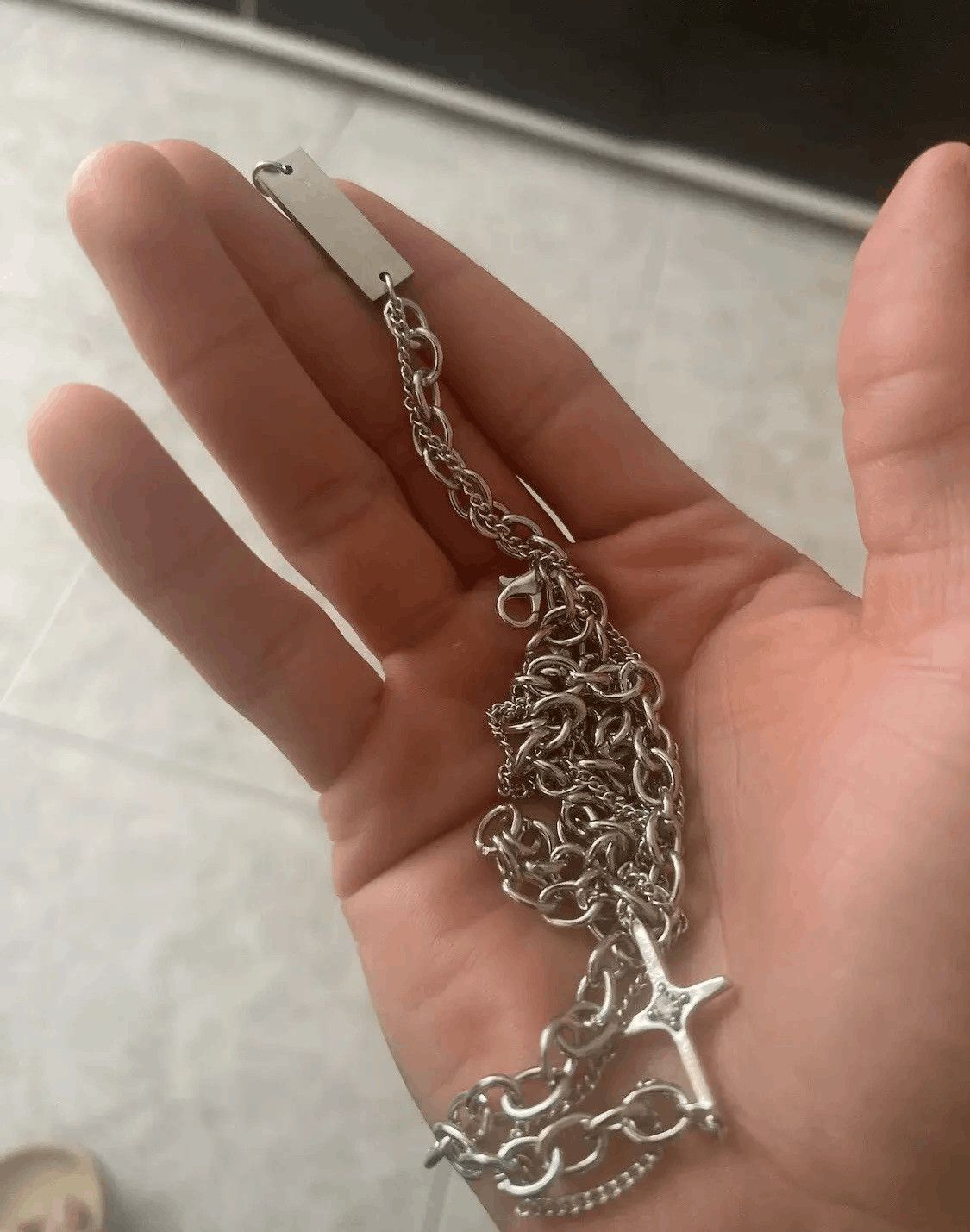 Jewelry Punk Double Layer Cross Chain Necklace Size ONE SIZE - 2 Thumbnail