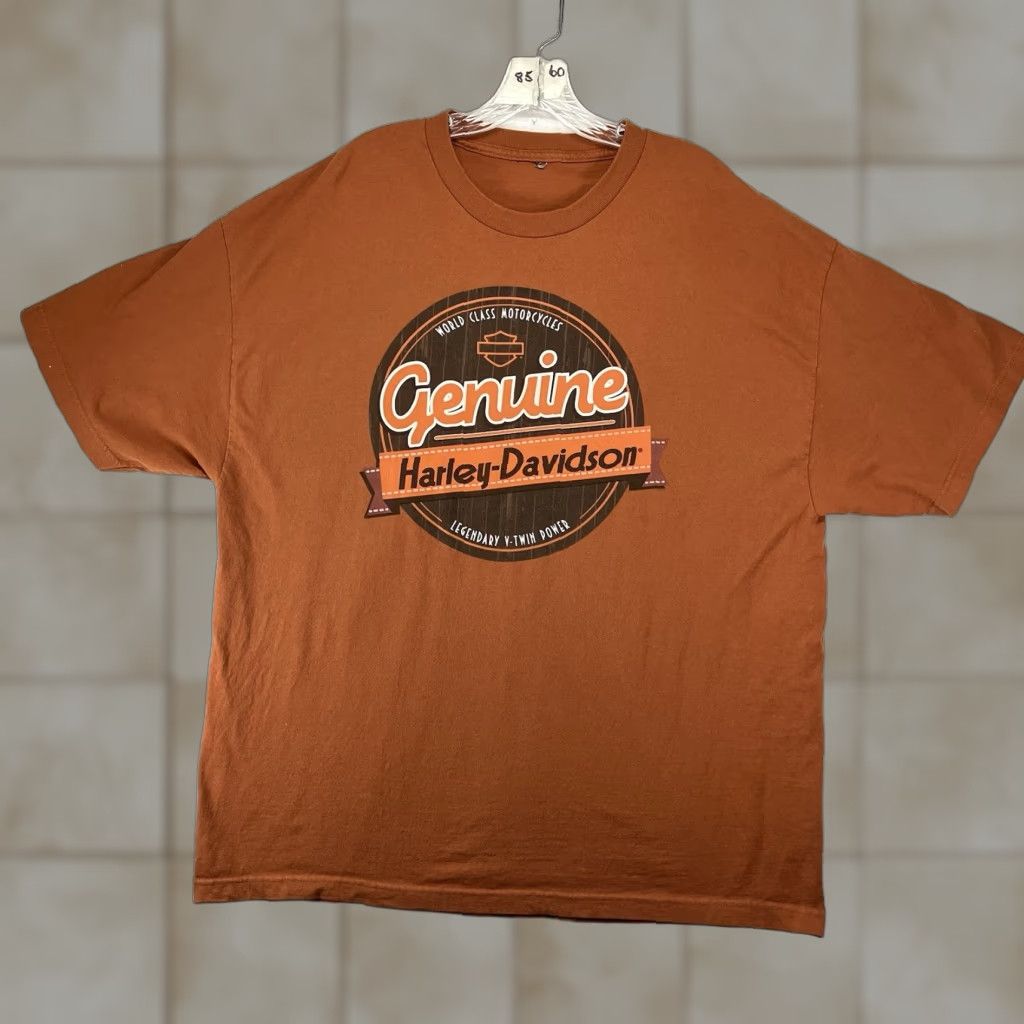 Harley Davidson Harley-Davidson Motorcycle T-Shirt Unisex Adults XL Orange Graphic Print Biker Retro Size US XL / EU 56 / 4 - 1 Thumbnail