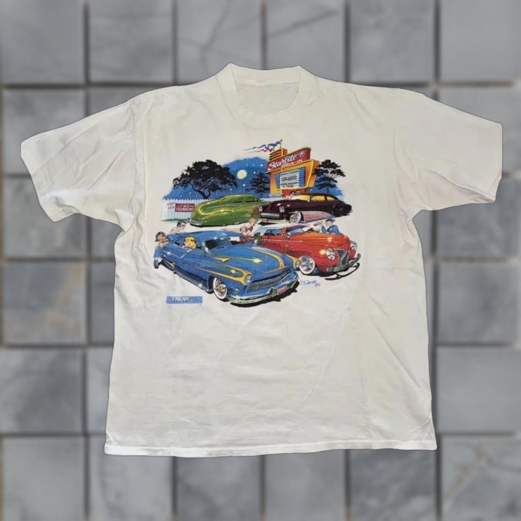 Vintage VINTAGE Stedman T-Shirt 1985 80s Drive-In Car Show Single Stitch White Mens M Cotton Classic Rock N Roll Chevy Ford Cars Theme Size US M / EU 48-50 / 2 - 1 Thumbnail