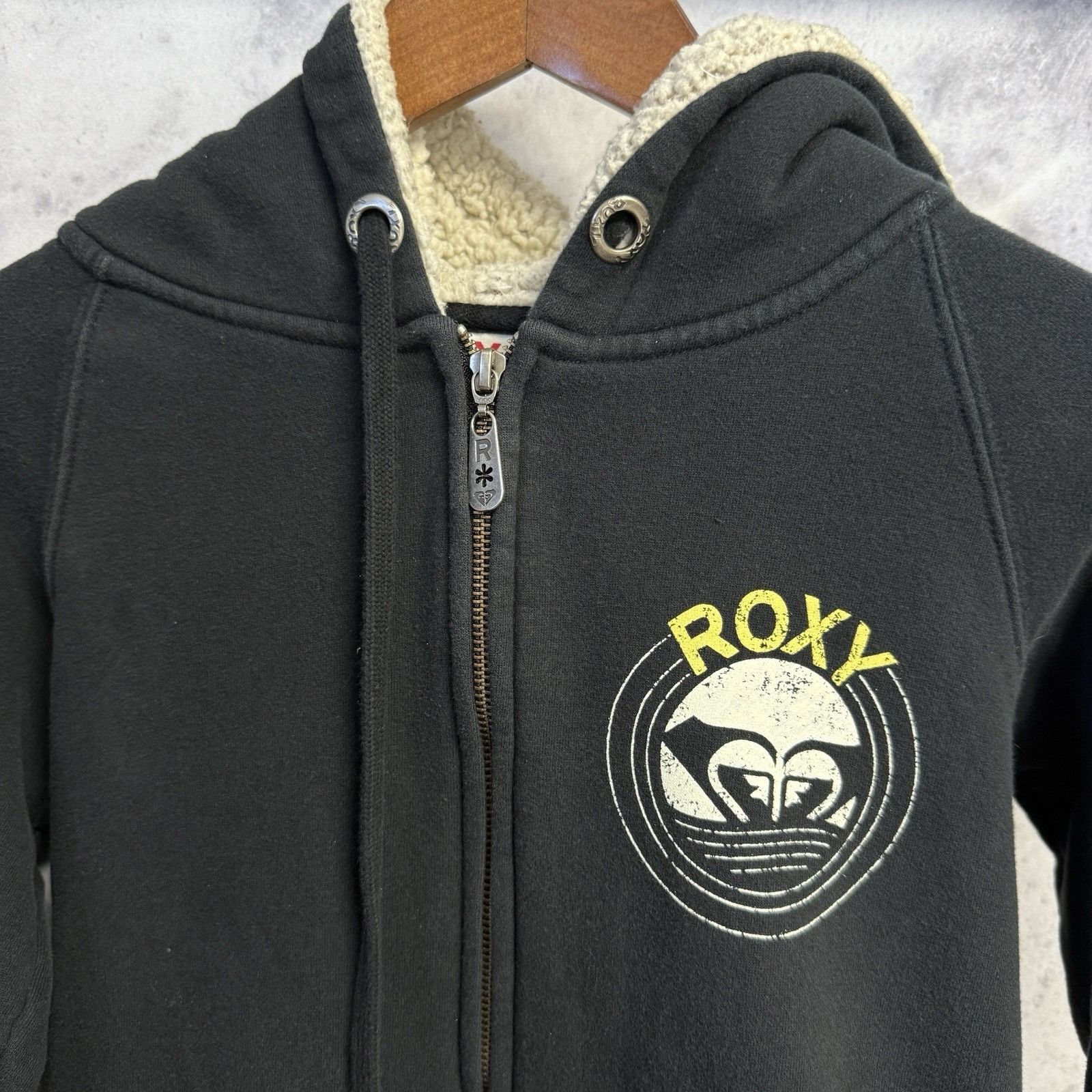 Vintage Roxy Hoodie Sweatshirt Womens Medium Full Zip Surf Y2K Retro Size M / US 6-8 / IT 42-44 - 3 Thumbnail