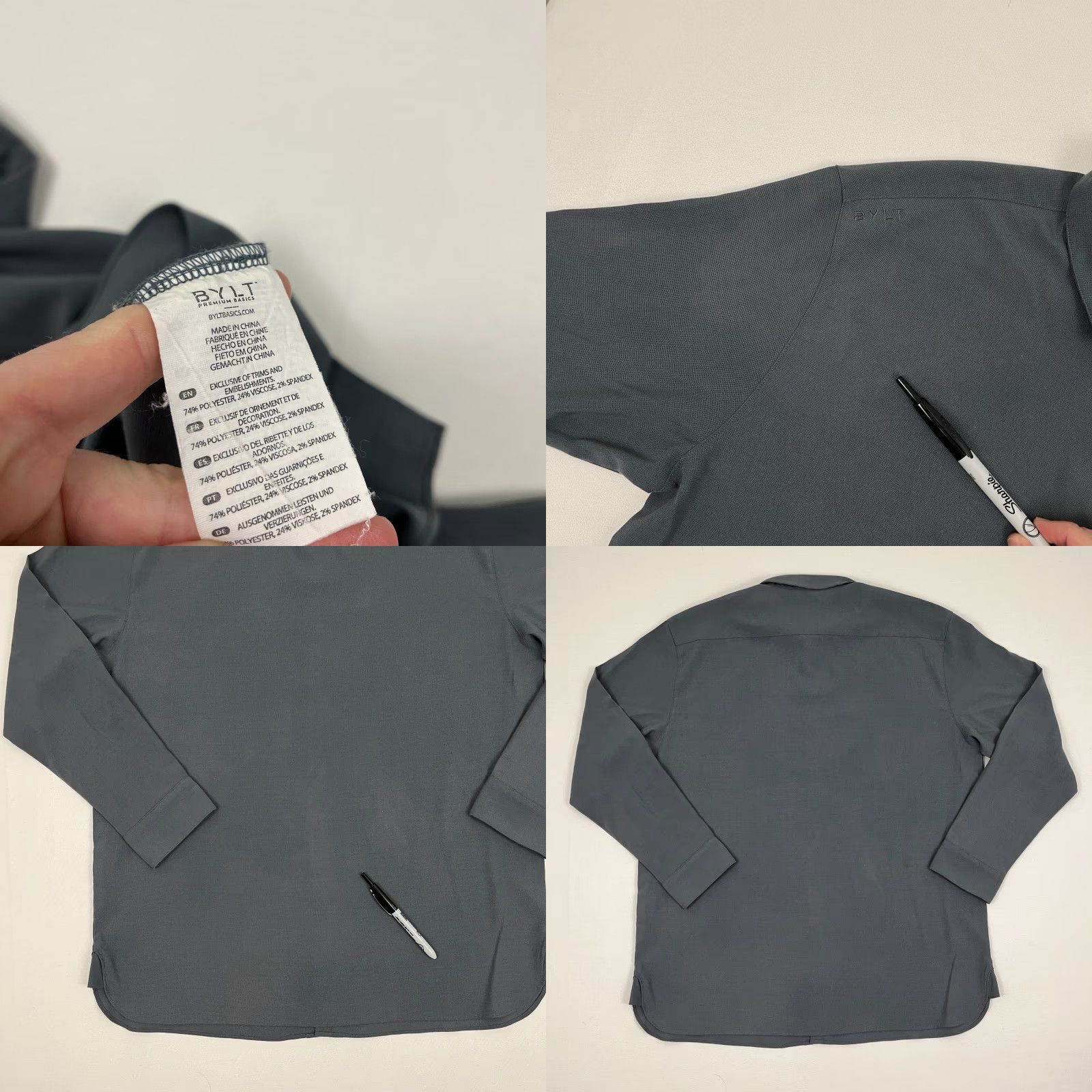 Vintage BYLT Vista Shirt Men 2XL Gray Stretch Casual Performance Button Down Long Sleeve Size US XXL / EU 58 / 5 - 8 Thumbnail
