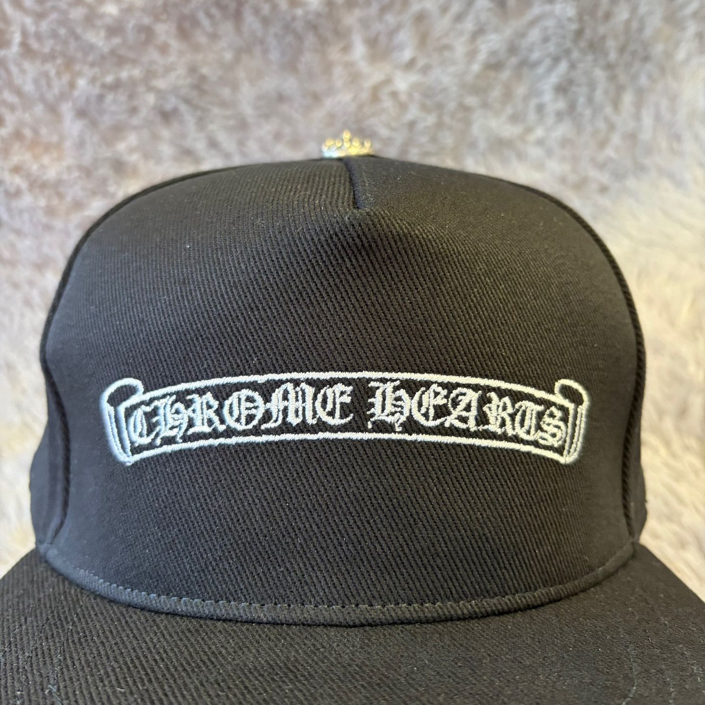 Chrome Hearts Scroll Logo Denim Baseball Cap Black Size ONE SIZE - 5 Thumbnail