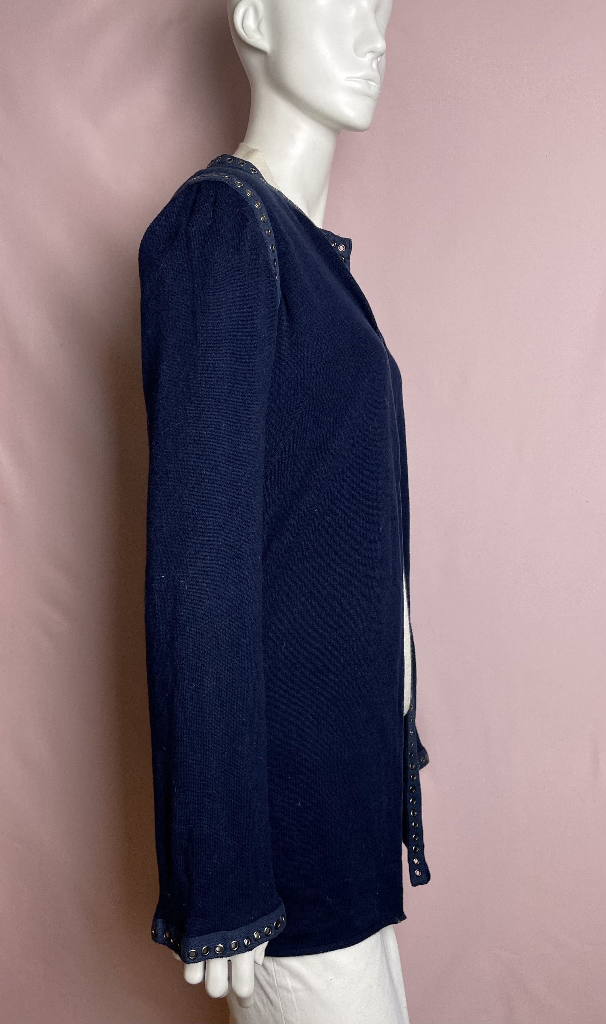 Zadig & Voltaire Zadig & Voltaire Navy Blue Cotton Open Coat Cardigan Size M / US 6-8 / IT 42-44 - 4 Thumbnail