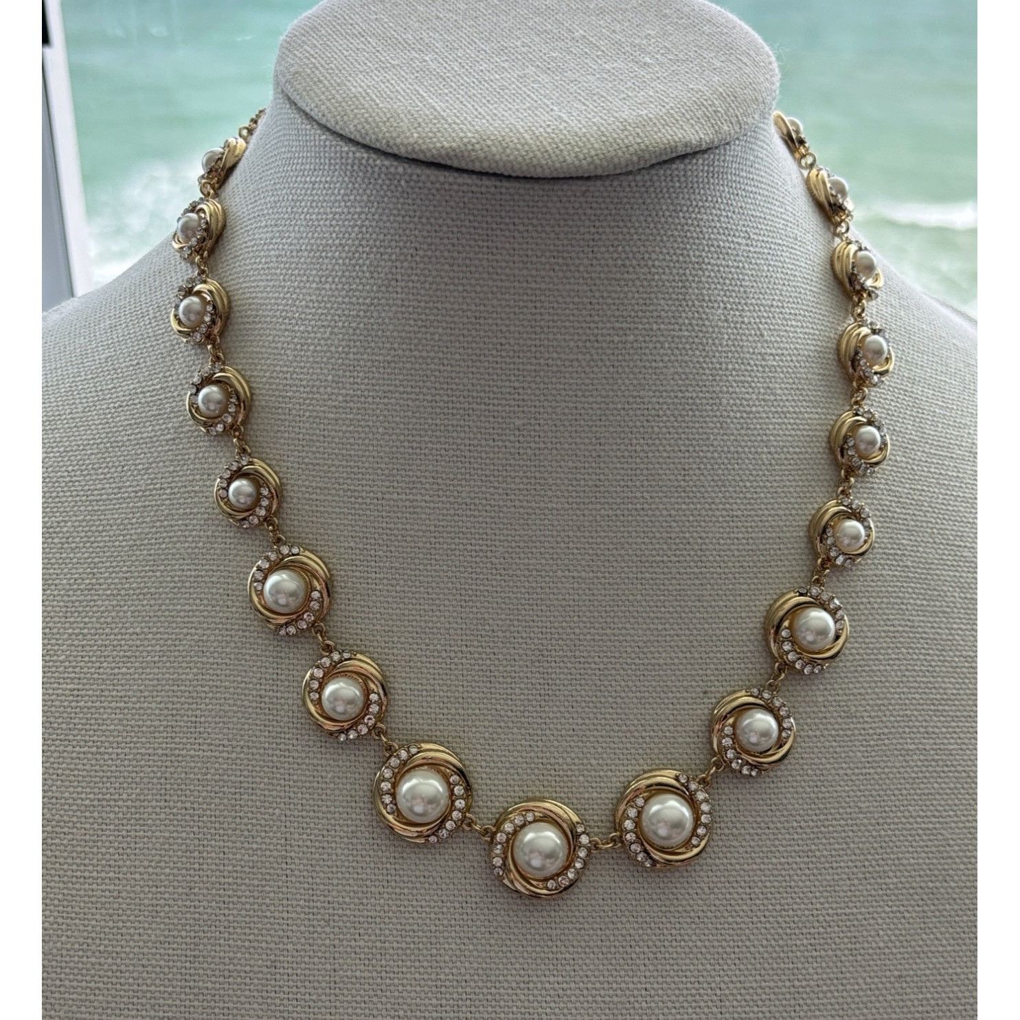 Charter Club Charter Club Gold-Tone Necklace With Faux Pearls & Rhineston Size ONE SIZE - 1 Thumbnail