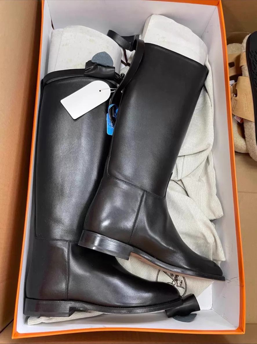 Hermes Hermes Black Kelly Buckle KneeHigh Boots 37 Boxed Size US 6.5 / IT 36.5 - 1 Thumbnail