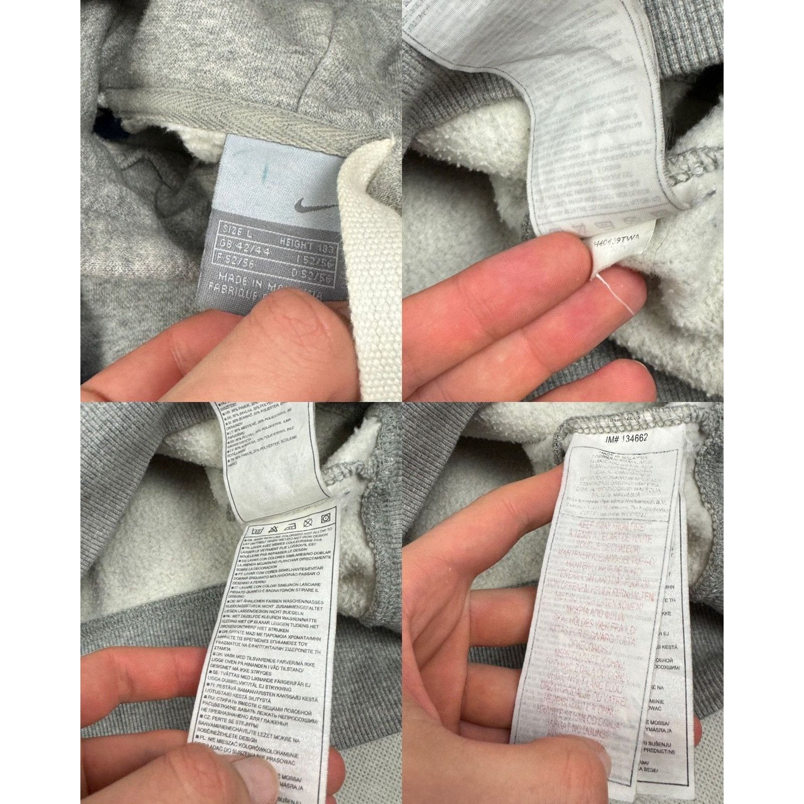 Nike Nike Men's Gray Blue Spellout Fleece Lined Pullover Hoodie L Size US L / EU 52-54 / 3 - 2 Thumbnail
