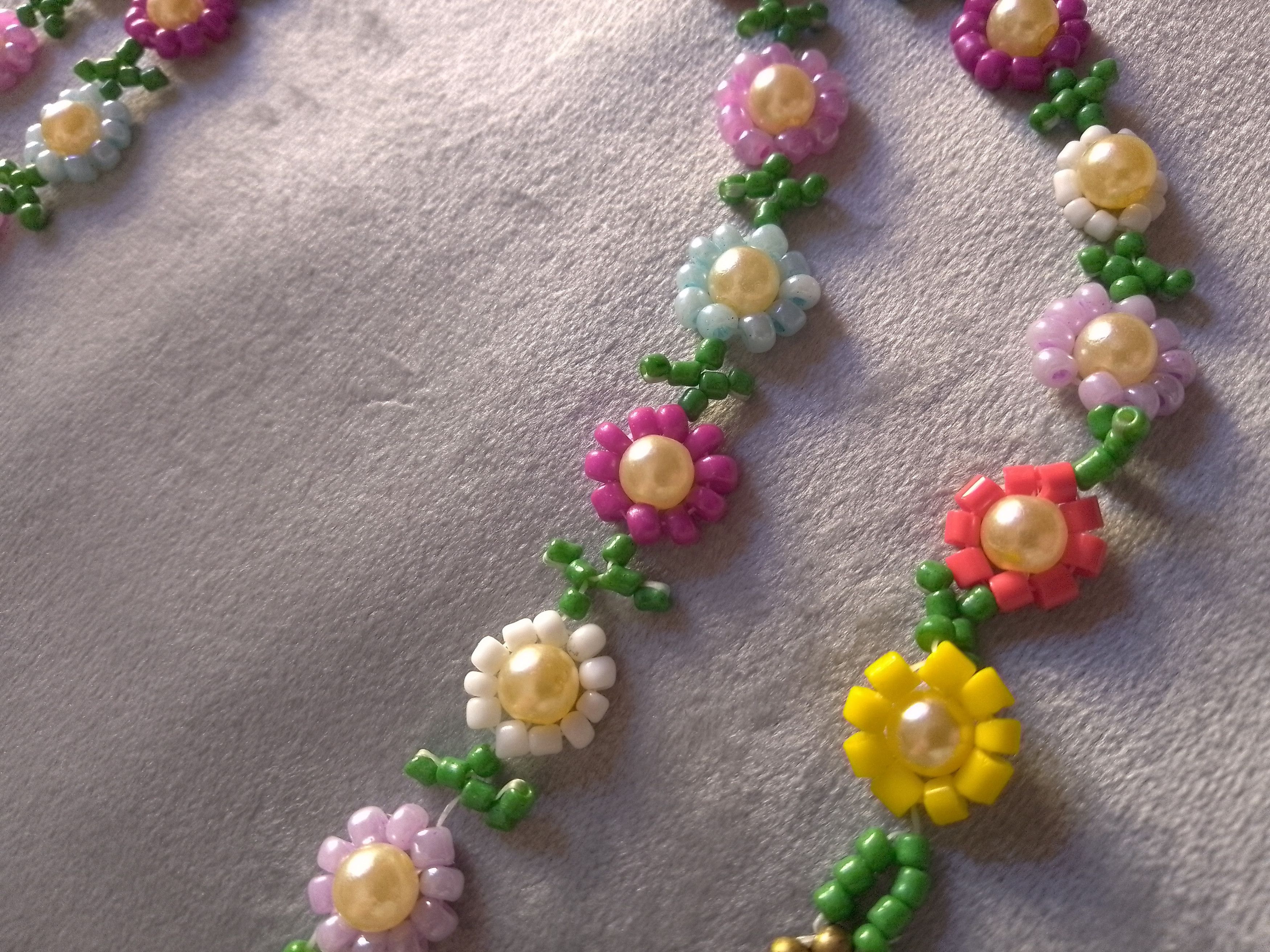 Handmade Necklace. Long. Flower. Pearls. Frida beaded pendant Size ONE SIZE - 4 Thumbnail
