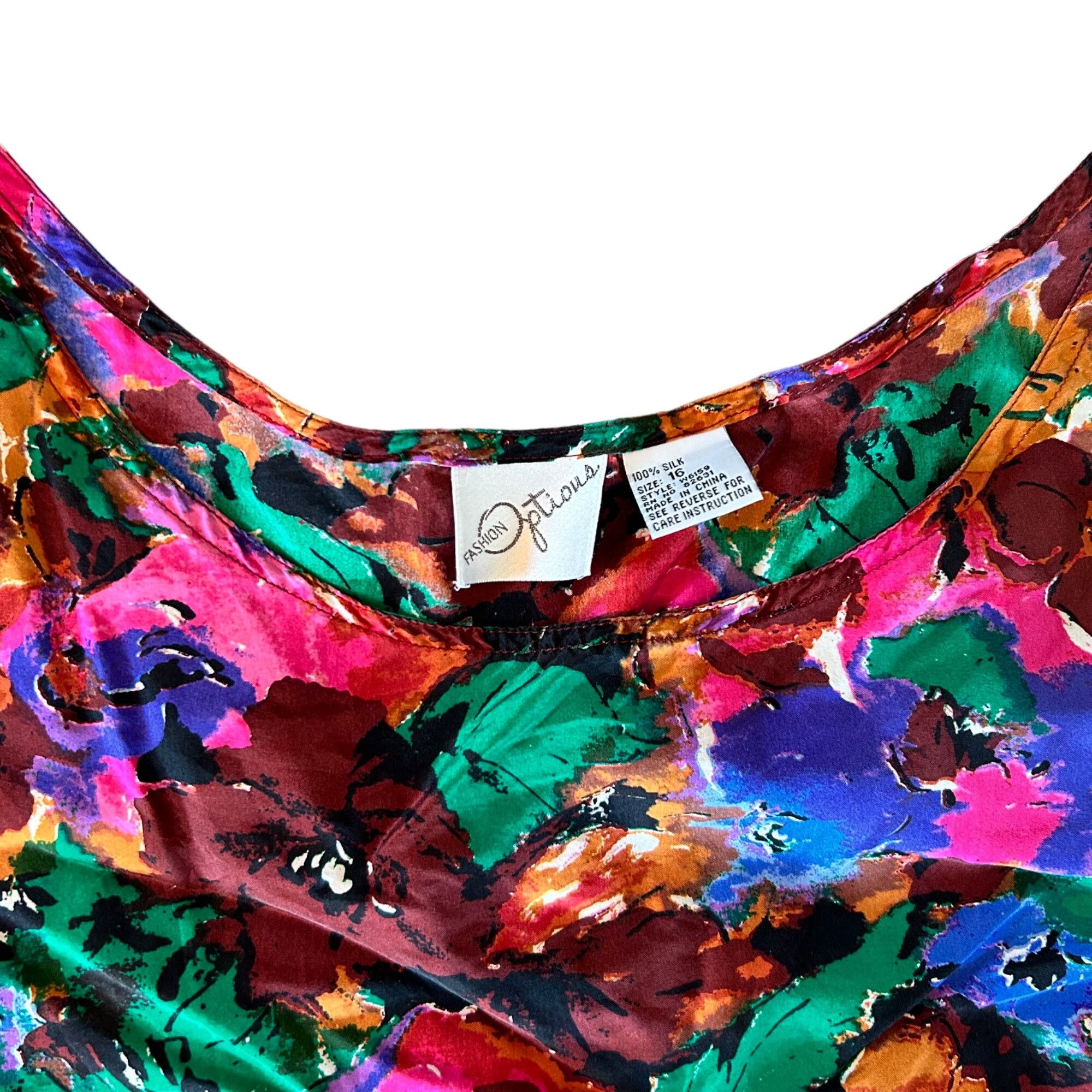 Vintage Vintage 100% Silk Novelty Floral Top 16 Size XXL / US 16-18 / IT 52-54 - 2 Thumbnail