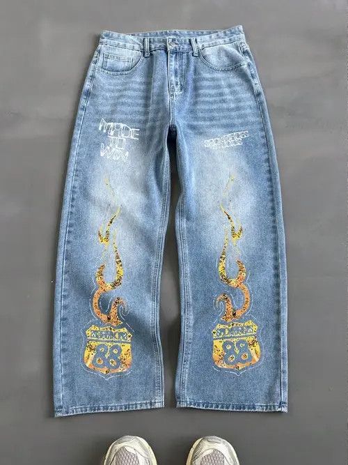 Vintage RETRO washed loose denim jeans