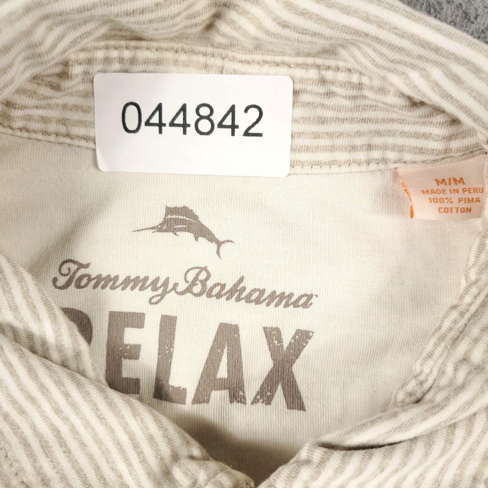 Tommy Bahama Tommy Bahama Polo Shirt Mens M Beige Striped Short Sleeve Polo Shirt Casual Classic Shirt Mens Beige Striped Polo Shirt Size US M / EU 48-50 / 2 - 7 Thumbnail