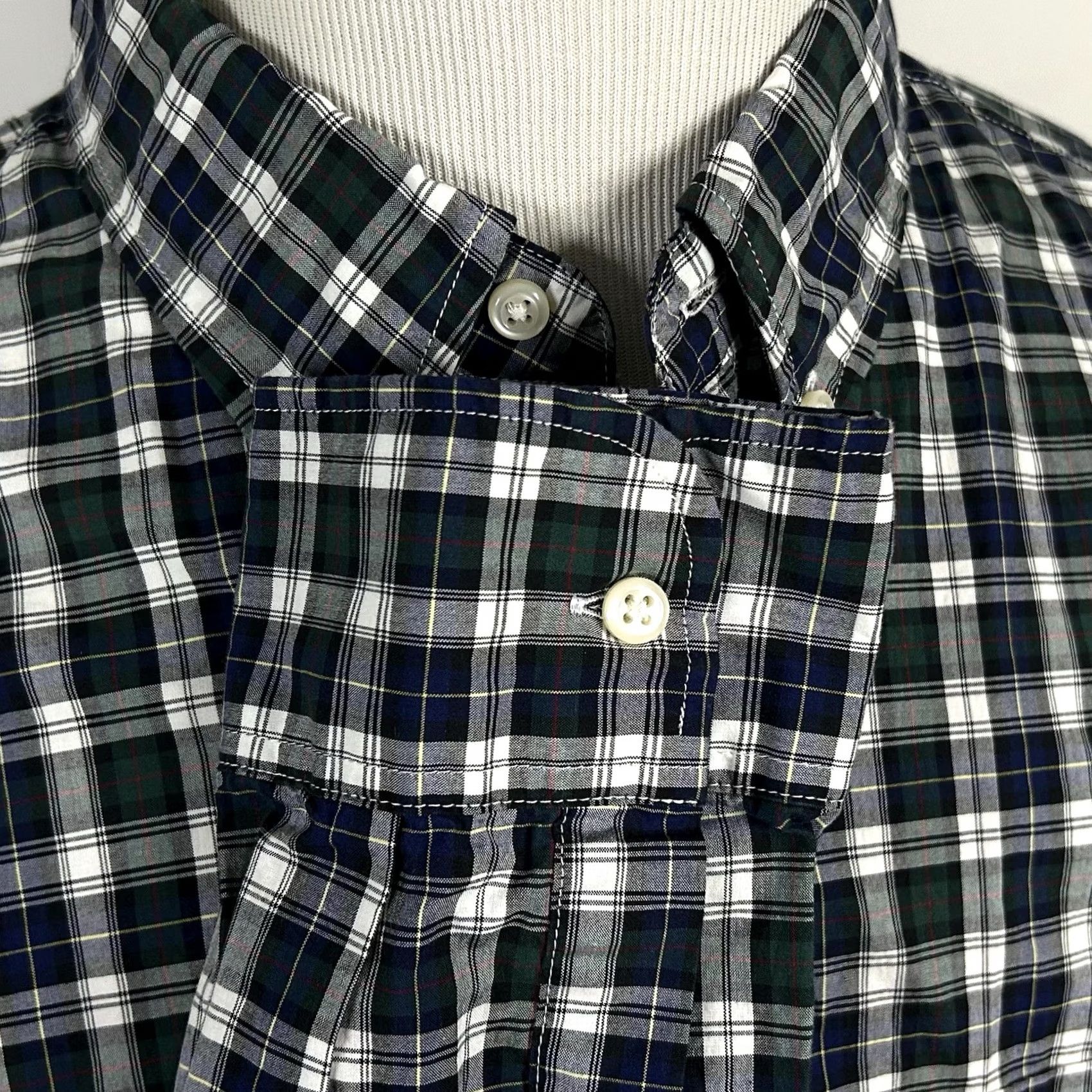 J.Crew J.CREW Shirt XL Slim Button-Front Plaid Green Blue 100s 2 Play Yarns Secret Wash Casual Mens Size US XL / EU 56 / 4 - 4 Thumbnail