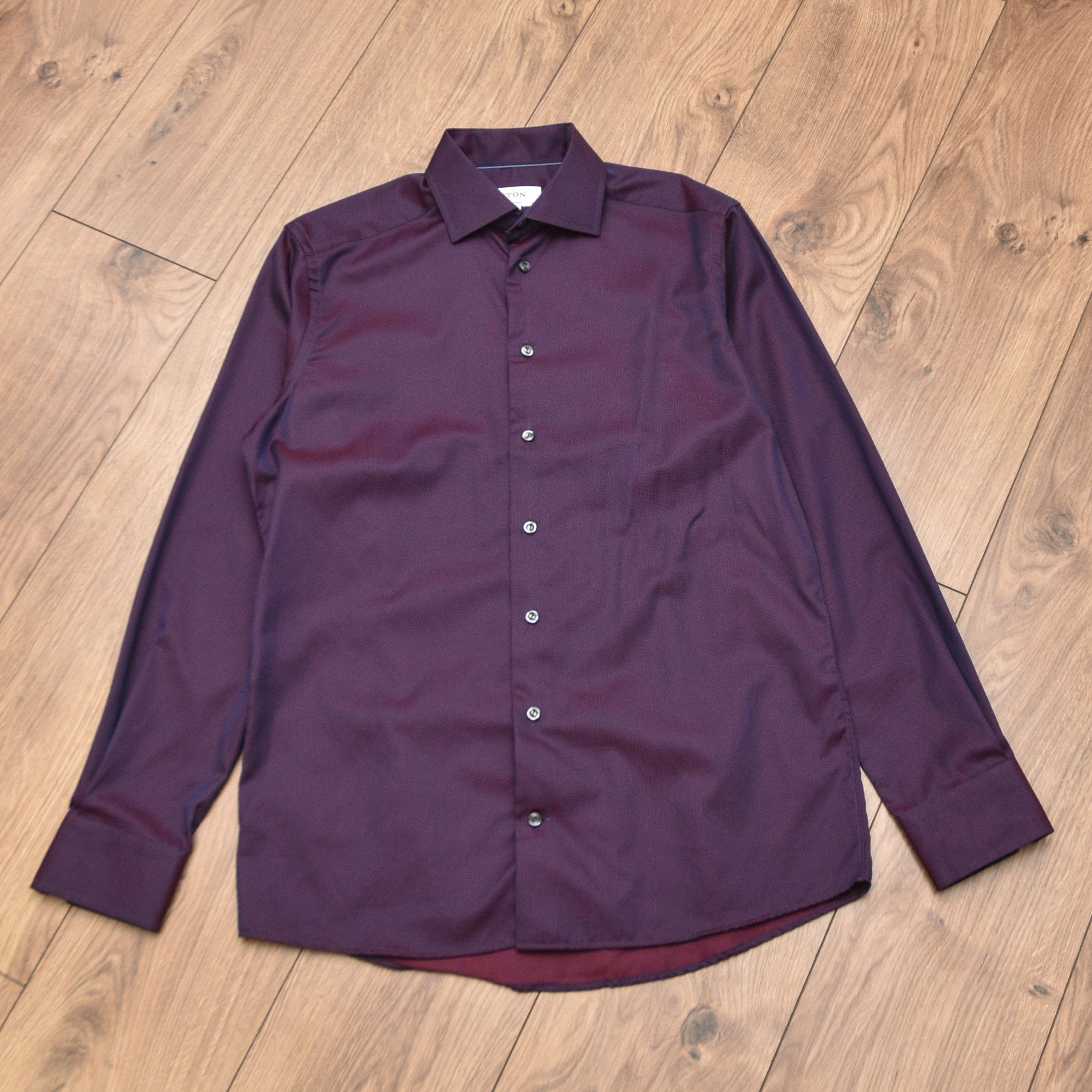 Eton Eton Contemporary Fit Shirt Purple Red Micro Pattern 39 15.5 Size US M / EU 48-50 / 2 - 5 Thumbnail