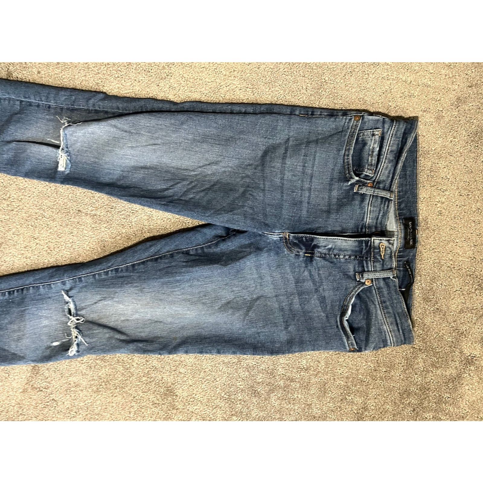 Banana Republic Banana Republic Jeans Premium Denim Mid-Rise Skinny Size 27 Blue Cotton Polyester Women's Skinny Jeans dark denim Size 27" / US 4 / IT 40 - 2 Thumbnail