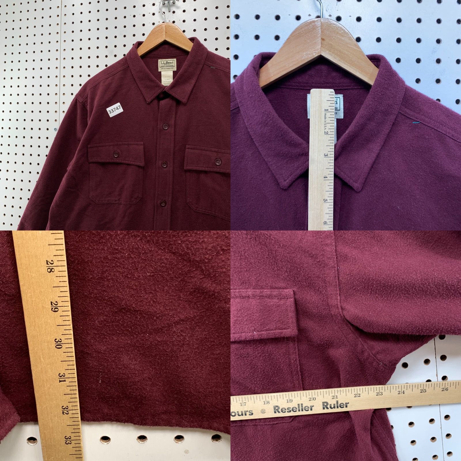 Vintage VINTAGE LL Bean Chamois Button Shirt Mens Large Burgundy Long Sleeve Pocket 23x32.5 Size US L / EU 52-54 / 3 - 8 Thumbnail