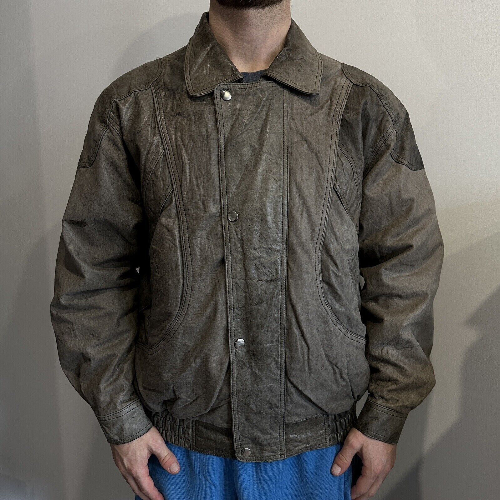 Valentino Vintage Valentino Uomo Distressed Leather Bomber Jacket Men Size US XL / EU 56 / 4 - 1 Thumbnail