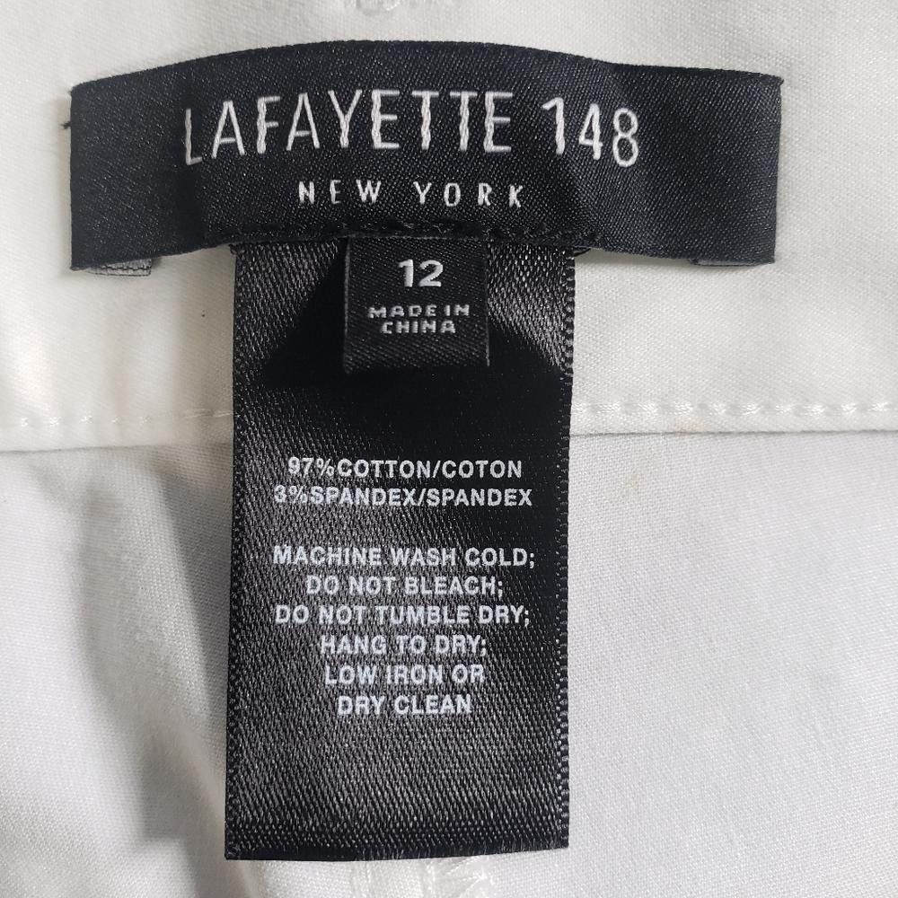 Designer CT683 Lafayette 148 Straight Leg White Pant 12 Size 34" / US 12 / IT 48 - 5 Thumbnail