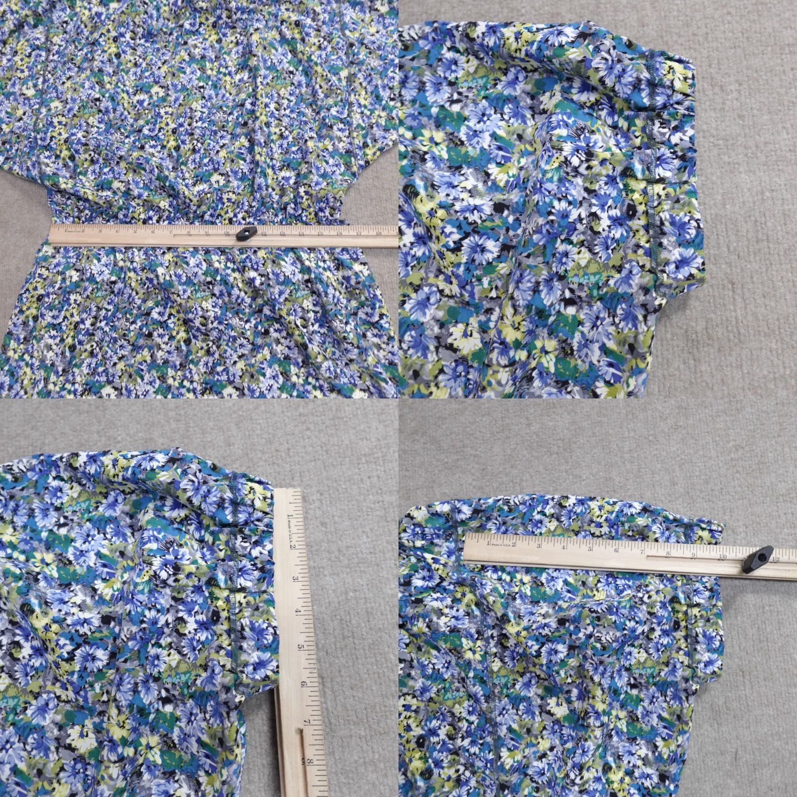 Rebecca Taylor Rebecca Taylor Dress 10 Blue Floral Batwing Sleeves V-Neck Tie Cinched Silk Long 3/4 Sleeve Pockets Womens Size L / US 10 / IT 46 - 8 Thumbnail