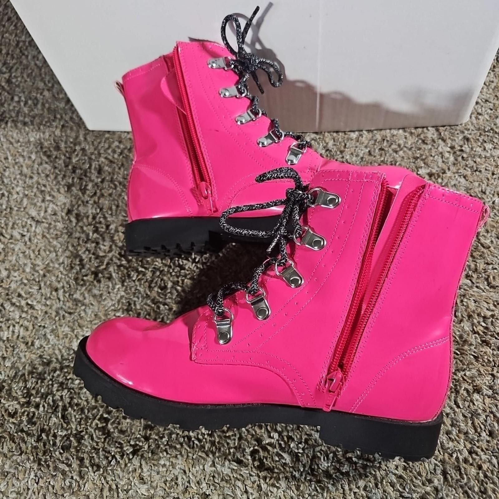 Other Wonder Nation Pink Zipper / Lace Up Combat Boot Style Sz 5 Size US 5 / IT 35 - 2 Thumbnail