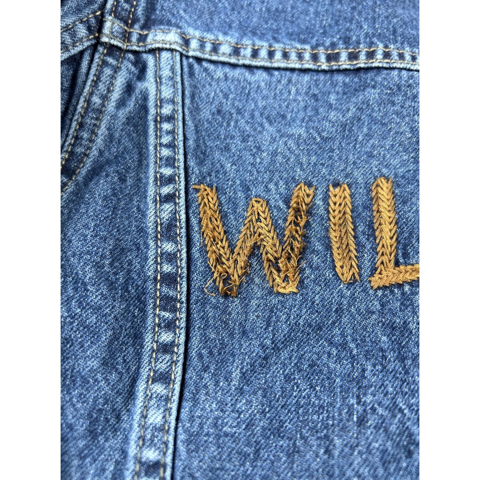 Lee Lee Denim Jacket Womens XS Blue Western Embroidered Trucker Jean Jacket Short Front Buttoned Crew Neck Collared Casual Vintage No Size 26" / US 2 / IT 38 - 7 Thumbnail