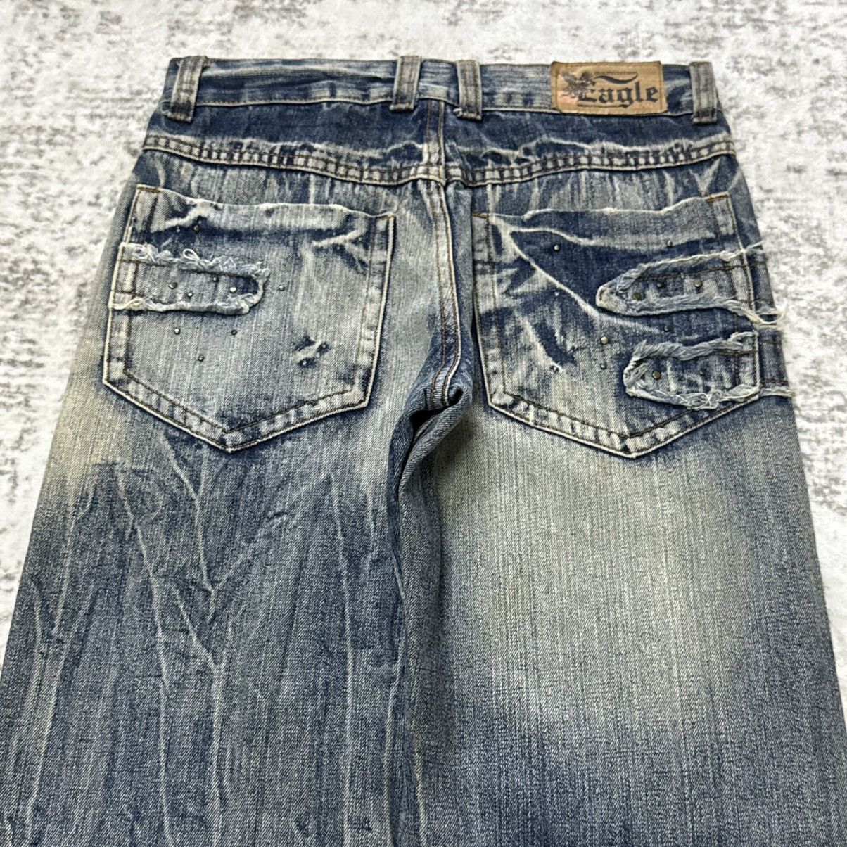 Japanese Brand Euro Eagle Patchwork Distressed Studded Loose Jeans Size US 30 / EU 46 - 9 Thumbnail