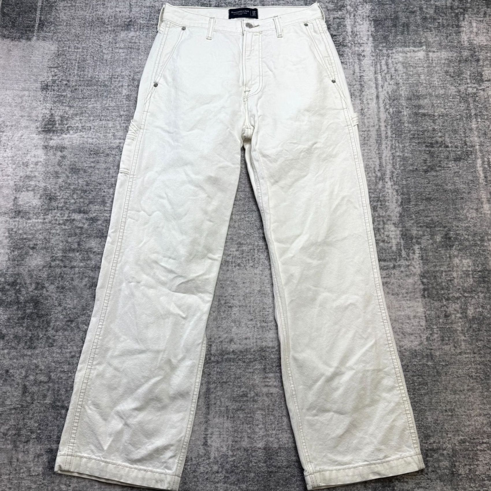 Abercrombie & Fitch Abercrombie & Fitch Jeans Mens 28x30 White Baggy Carpenter Denim Straight 5-Pocket Adult Regular Mens Size US 28 / EU 44 - 2 Thumbnail