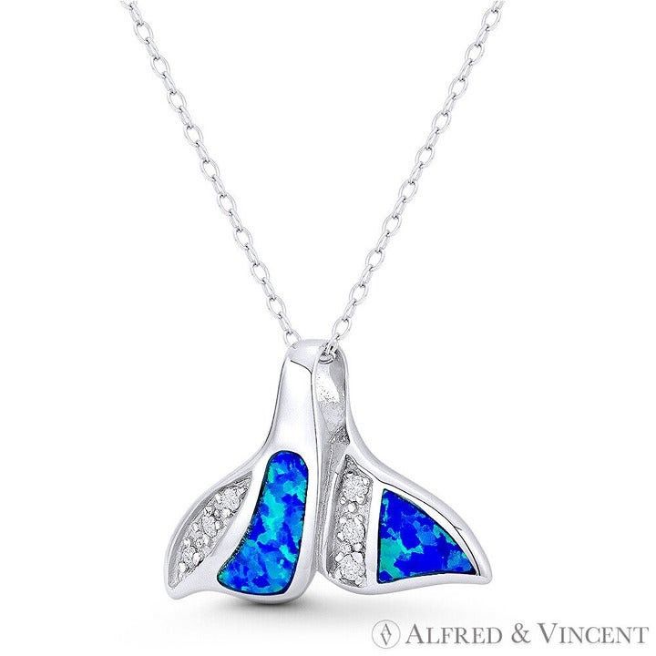 Other Dolphin Tail Charm Created Opal & CZ Crystal Pendant Size ONE SIZE - 1 Preview
